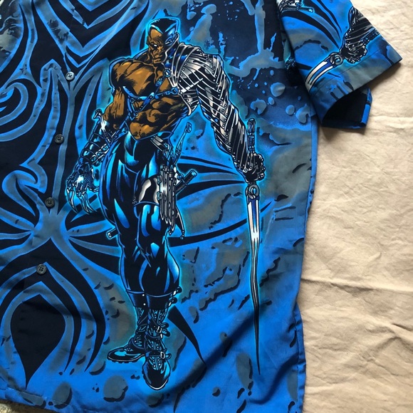 VTG 90s XXL Black Swordsman Casual Bttn Up Shirt - Picture 3 of 8